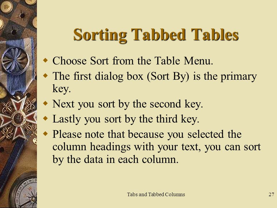 Tabs and Tabbed Columns