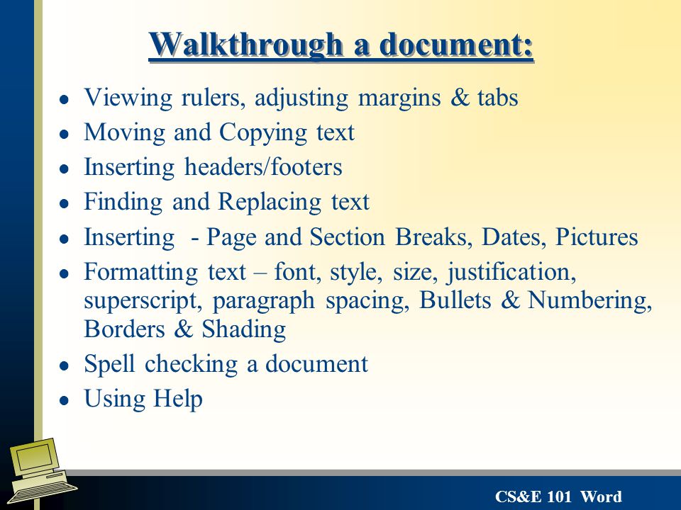 Walkthrough a document:
