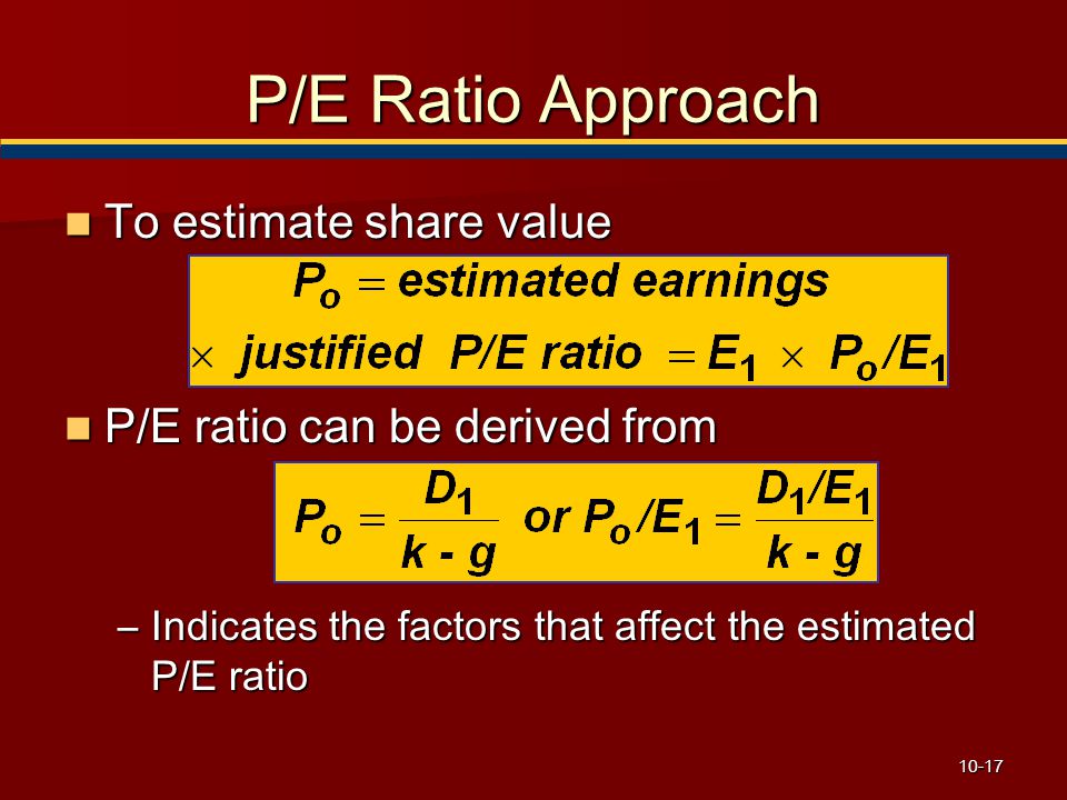 P/E Ratio Approach To estimate share value