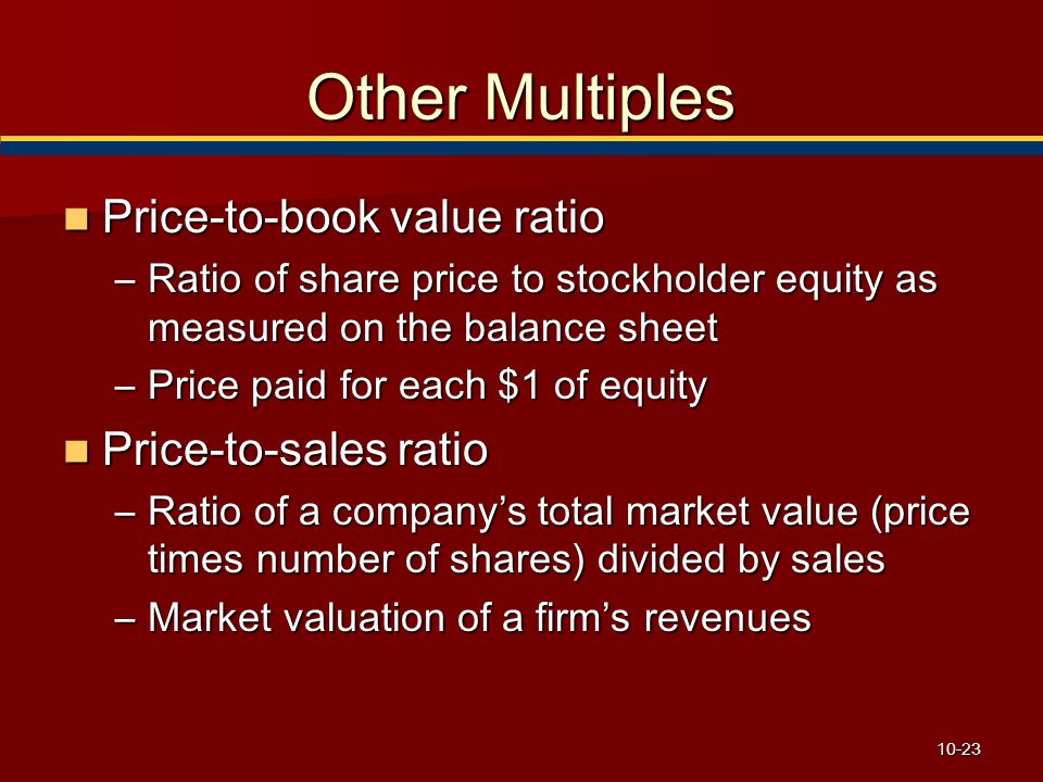 Other Multiples Price-to-book value ratio Price-to-sales ratio