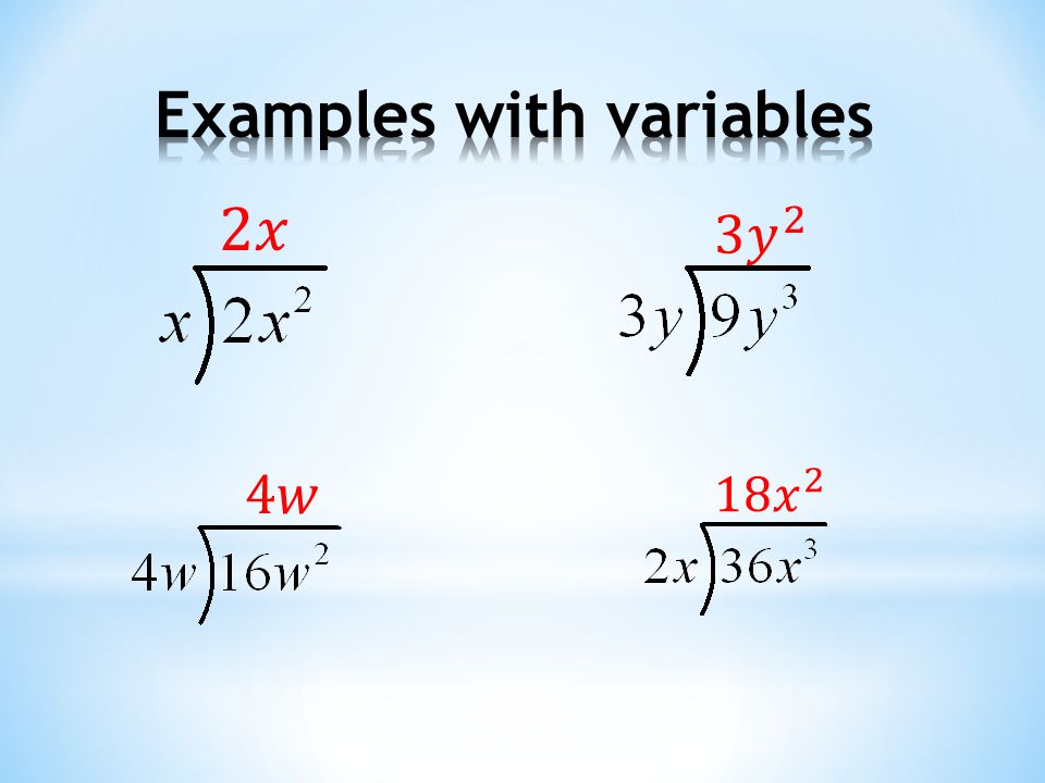 Examples with variables