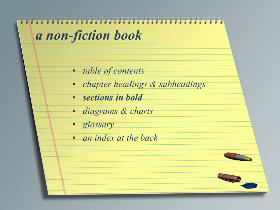 a non-fiction book table of contents chapter headings & subheadings
