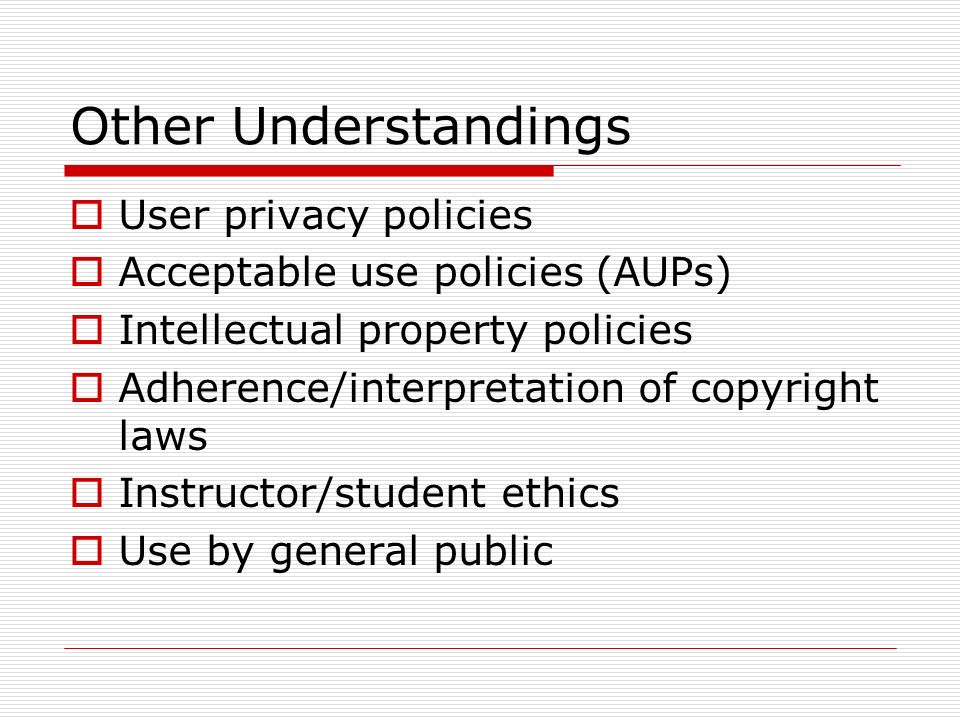 Other Understandings User privacy policies