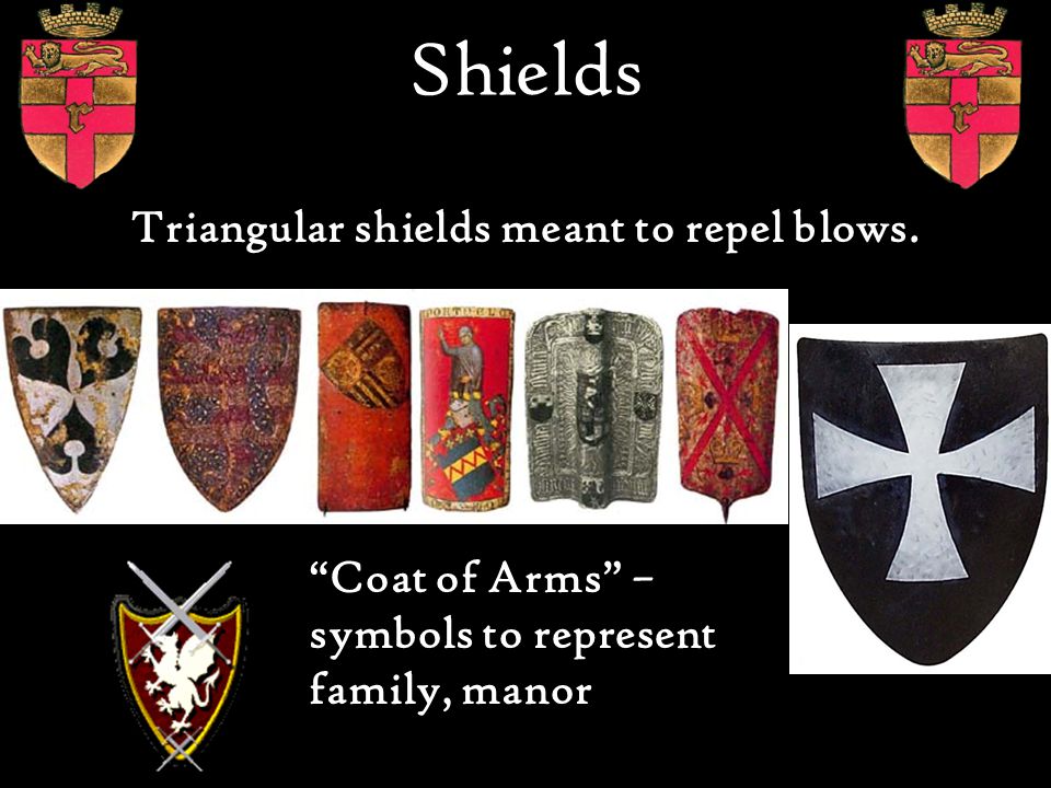 Triangular shields meant to repel blows.