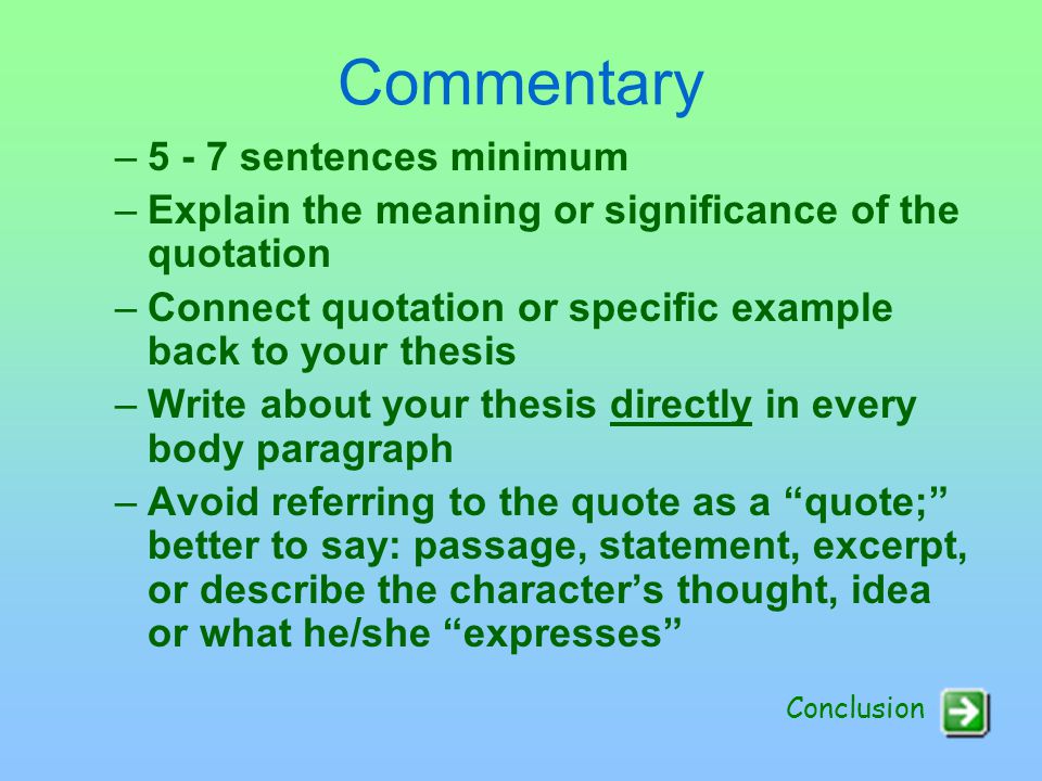 Commentary sentences minimum
