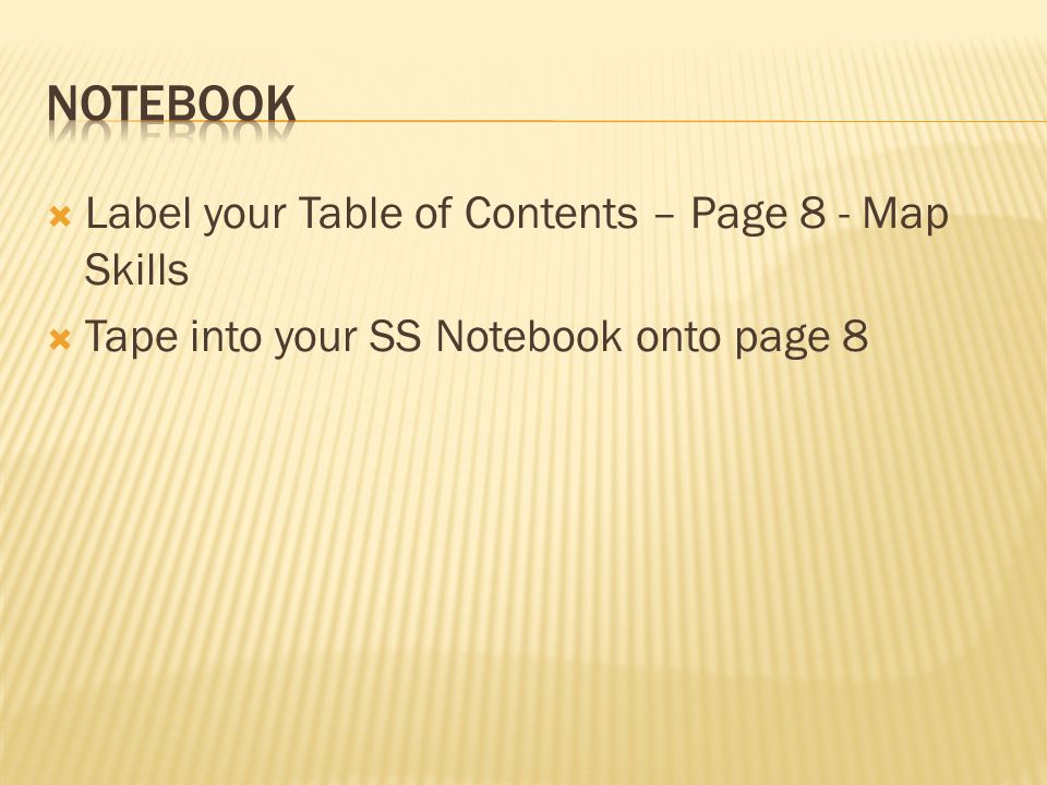 Notebook Label your Table of Contents – Page 8 - Map Skills