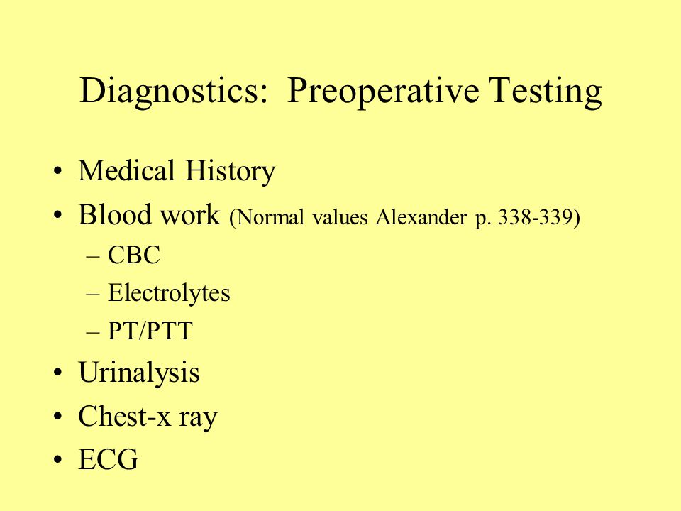 Diagnostics: Preoperative Testing