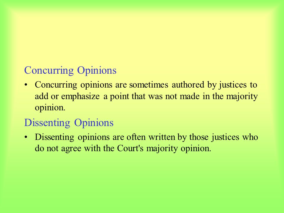 Concurring Opinions Dissenting Opinions