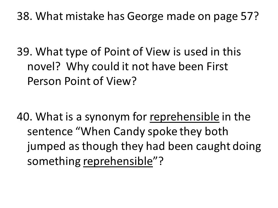 38. What mistake has George made on page