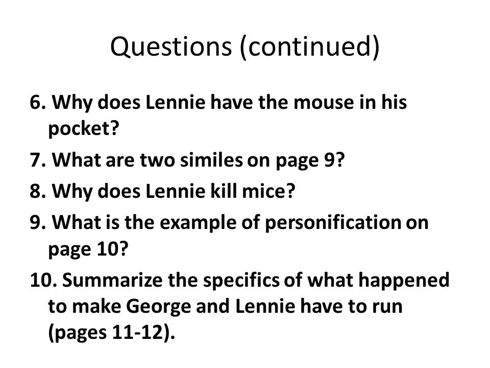 Questions (continued)