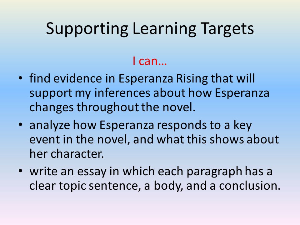 Supporting Learning Targets