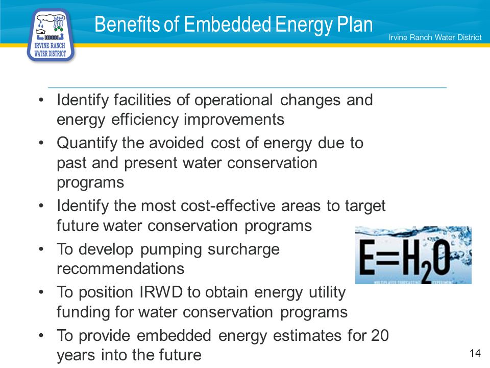 Benefits of Embedded Energy Plan