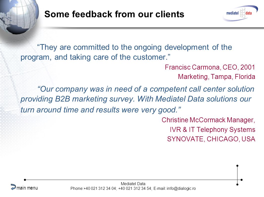 Some feedback from our clients