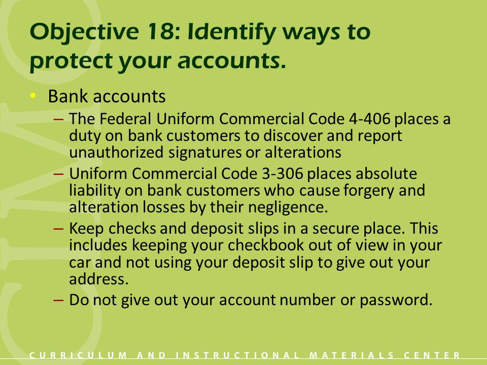 Objective 18: Identify ways to protect your accounts.