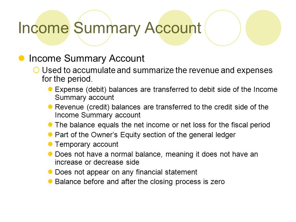 Income Summary Account