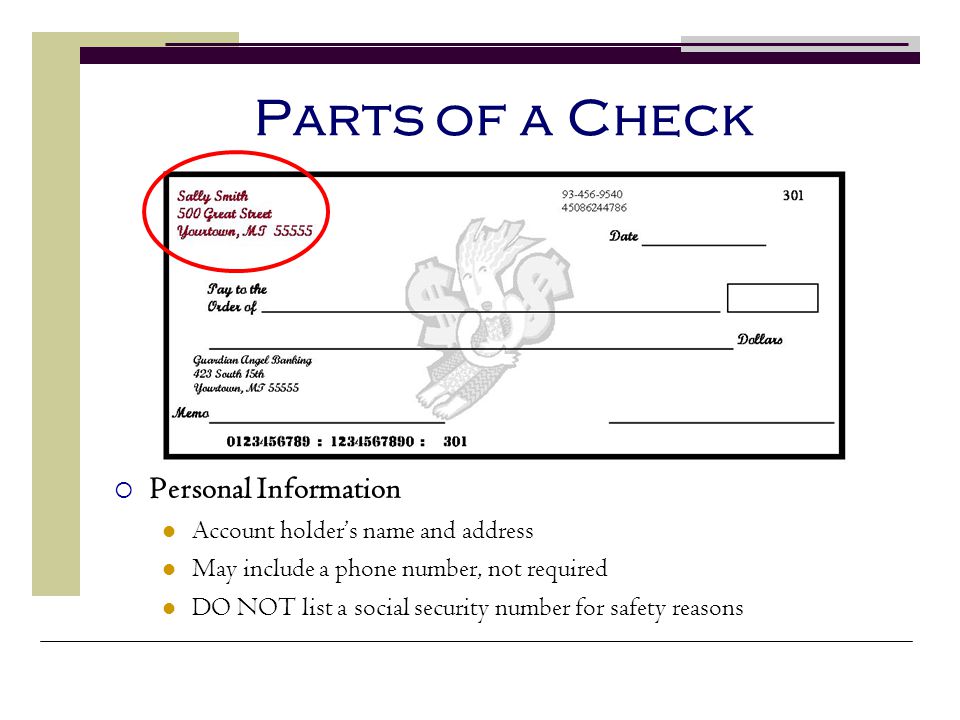 Parts of a Check Personal Information