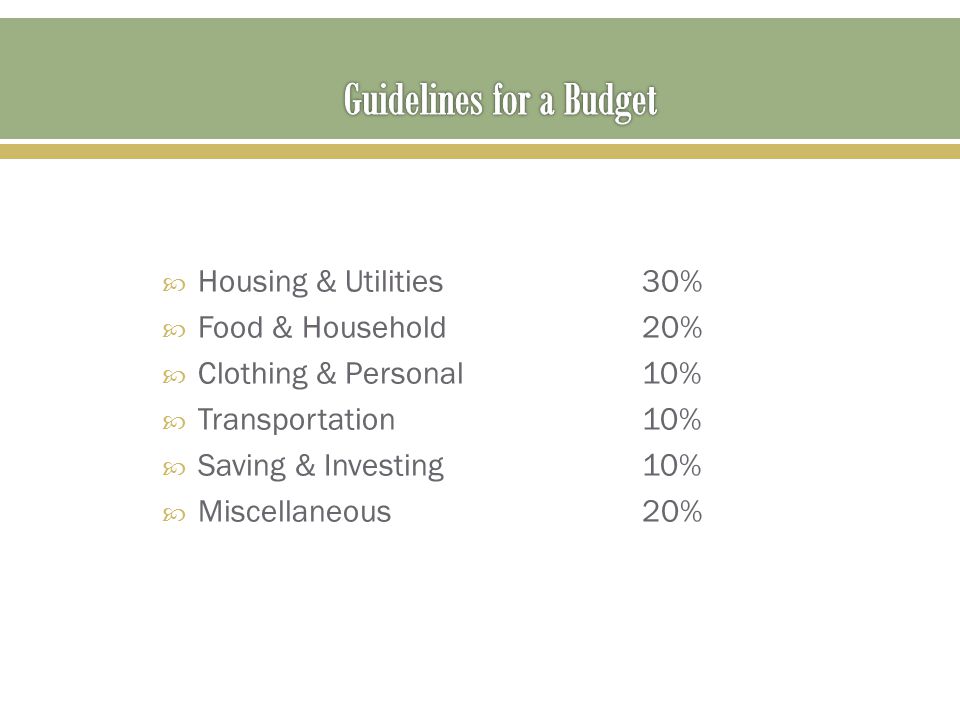 Guidelines for a Budget