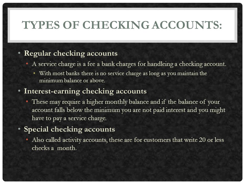 Types of checking accounts: