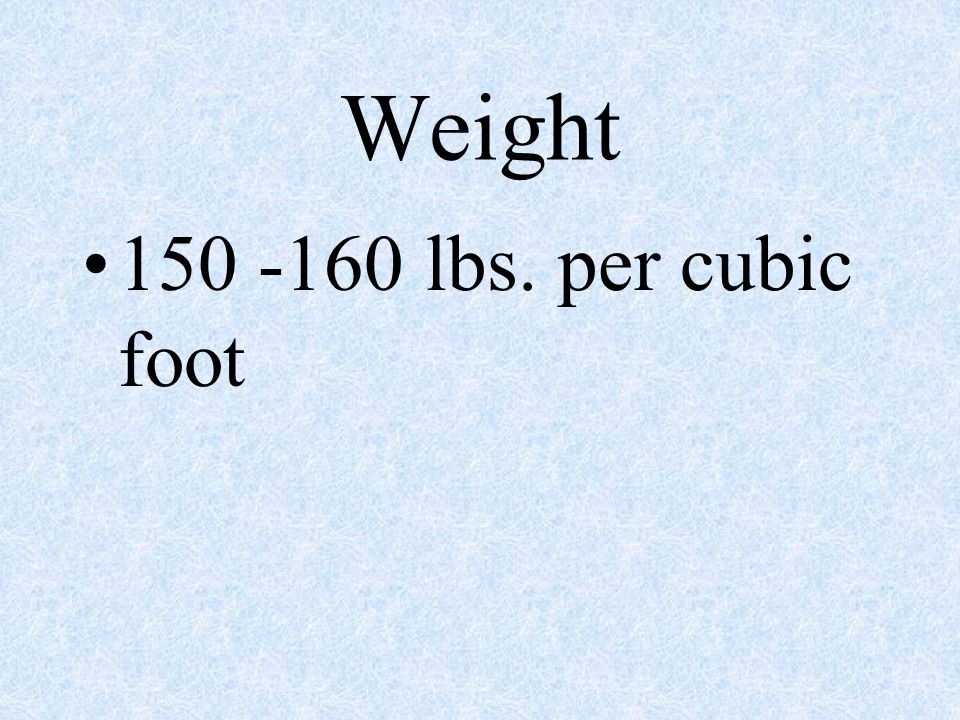 Weight lbs. per cubic foot