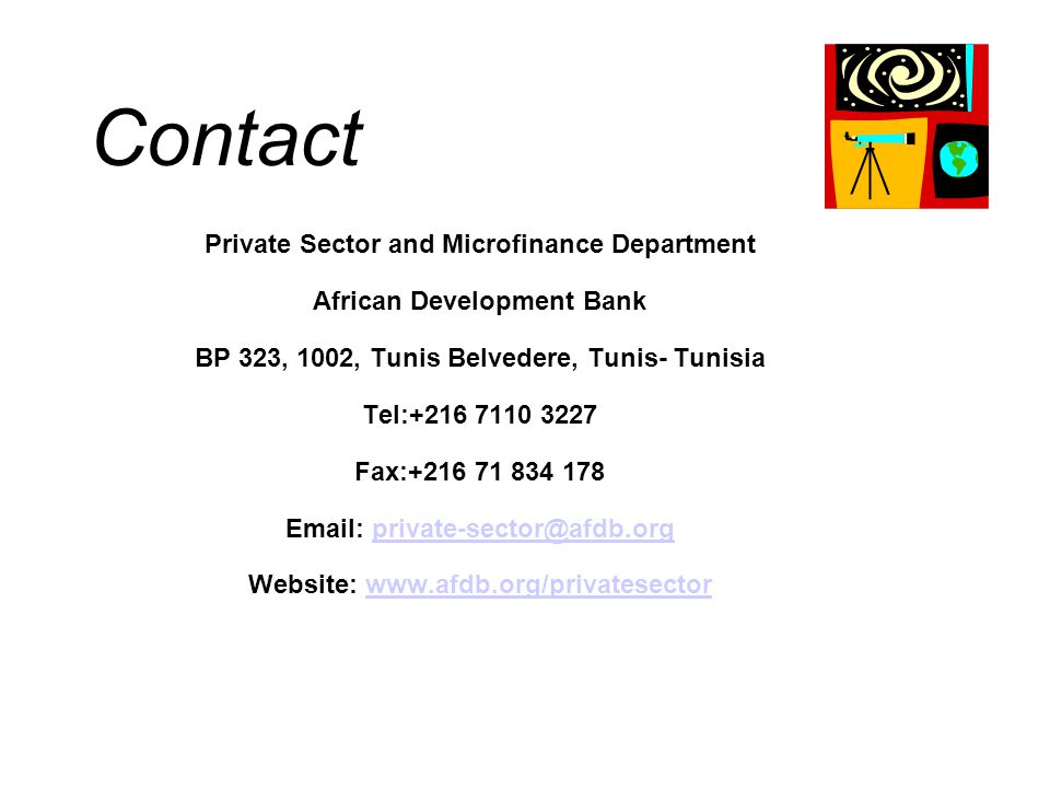 Contact Private Sector and Microfinance Department