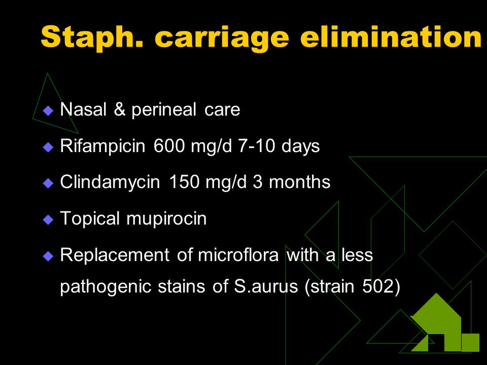 Staph. carriage elimination
