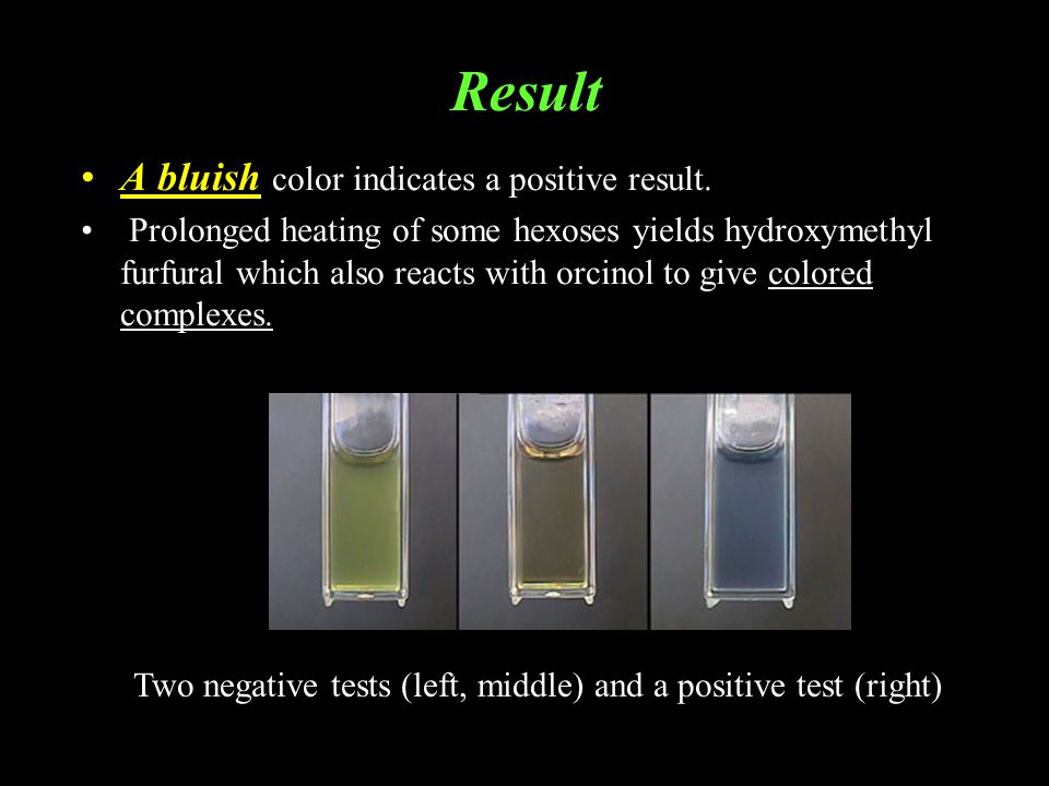 Two negative tests (left, middle) and a positive test (right)