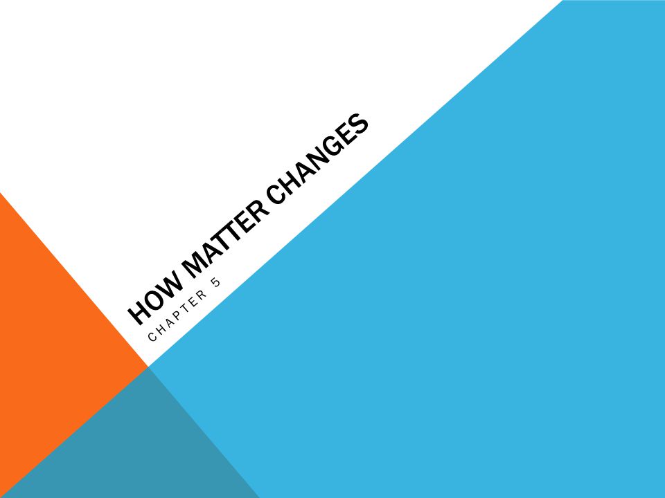 How matter changes Chapter 5