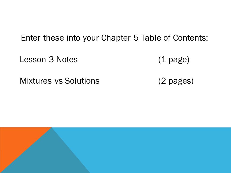 Enter these into your Chapter 5 Table of Contents: