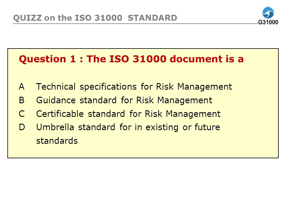 QUIZZ on the ISO STANDARD