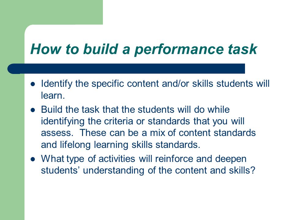 How to build a performance task