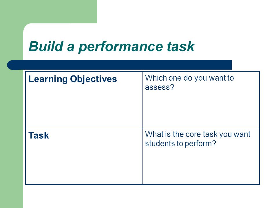 Build a performance task
