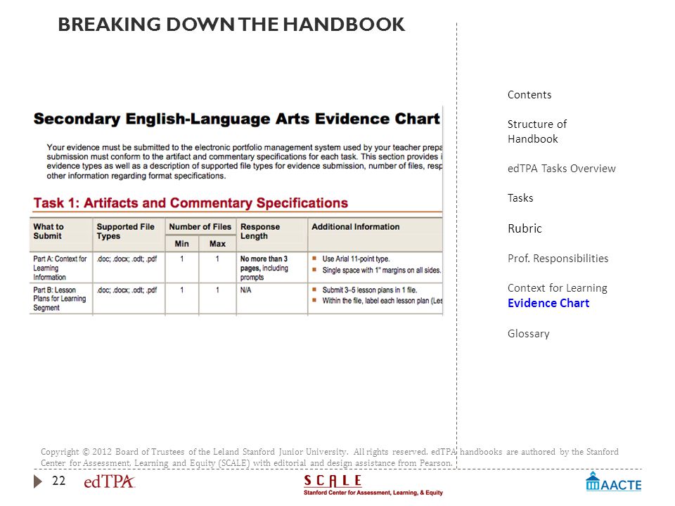 Edtpa Evidence Chart