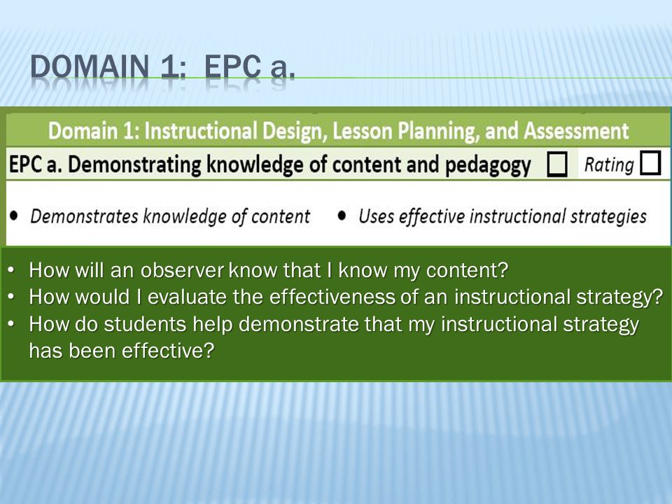 Domain 1: EPC a. How will an observer know that I know my content
