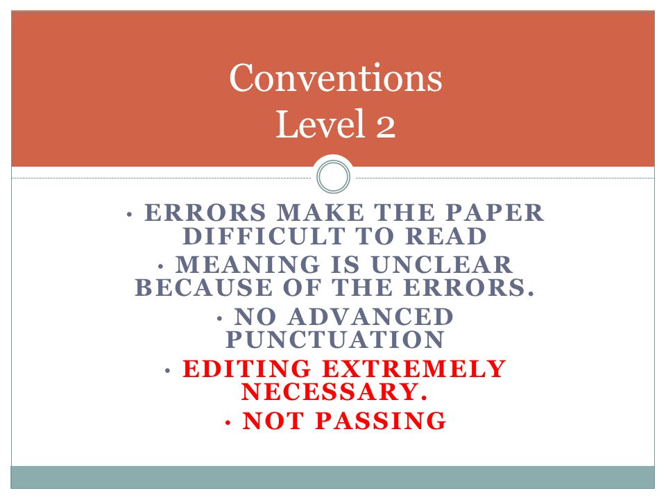 Conventions Level 2 · Errors make the paper difficult to read
