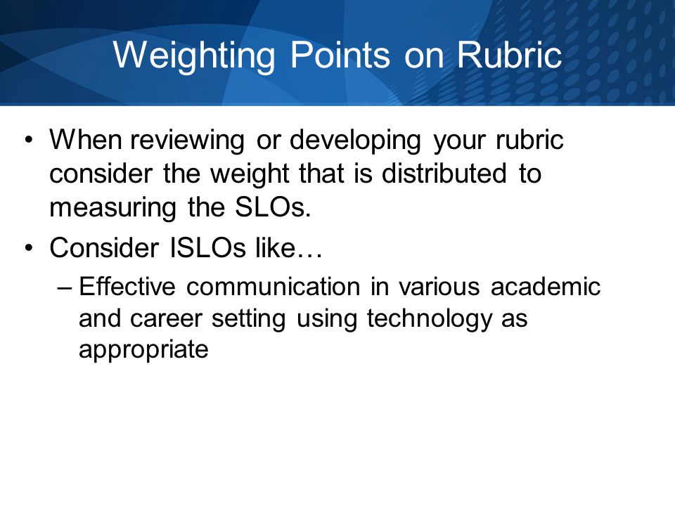 Weighting Points on Rubric