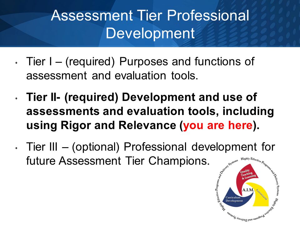 Assessment Tier Professional Development