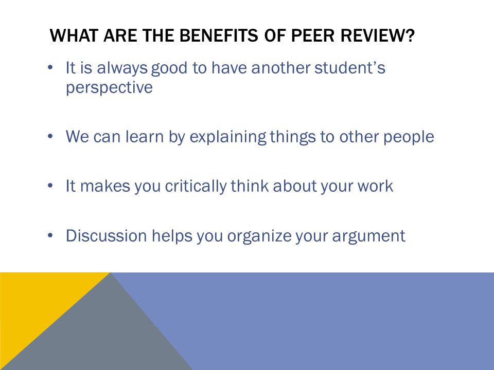 What are the benefits of peer review