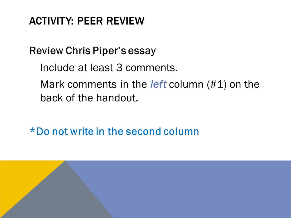 Activity: Peer review