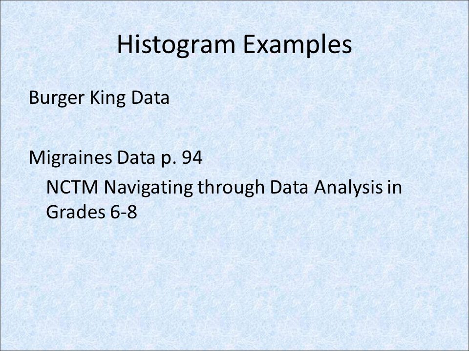 Histogram Examples Burger King Data Migraines Data p.