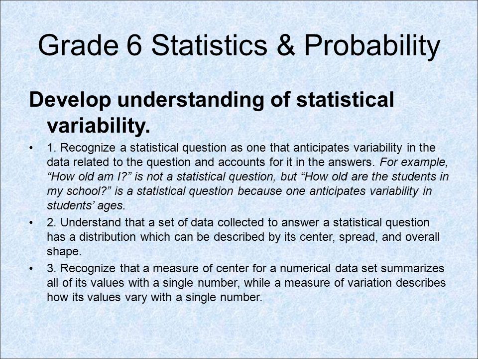 Grade 6 Statistics & Probability