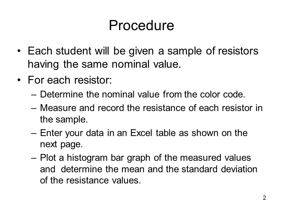 Experiment 2 Resistor Statistics Ppt Download