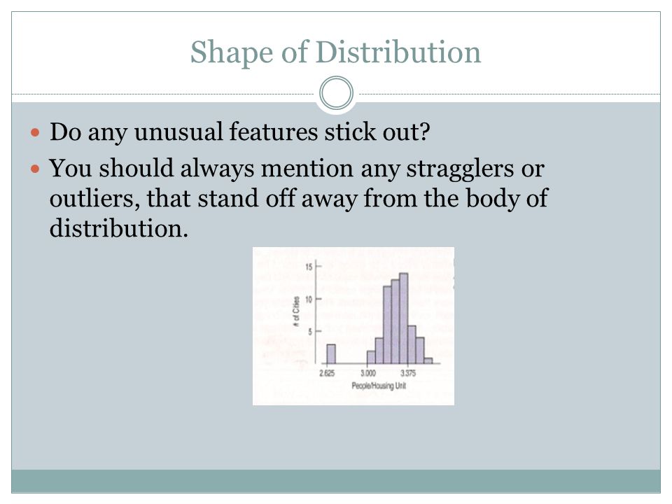 Shape of Distribution Do any unusual features stick out