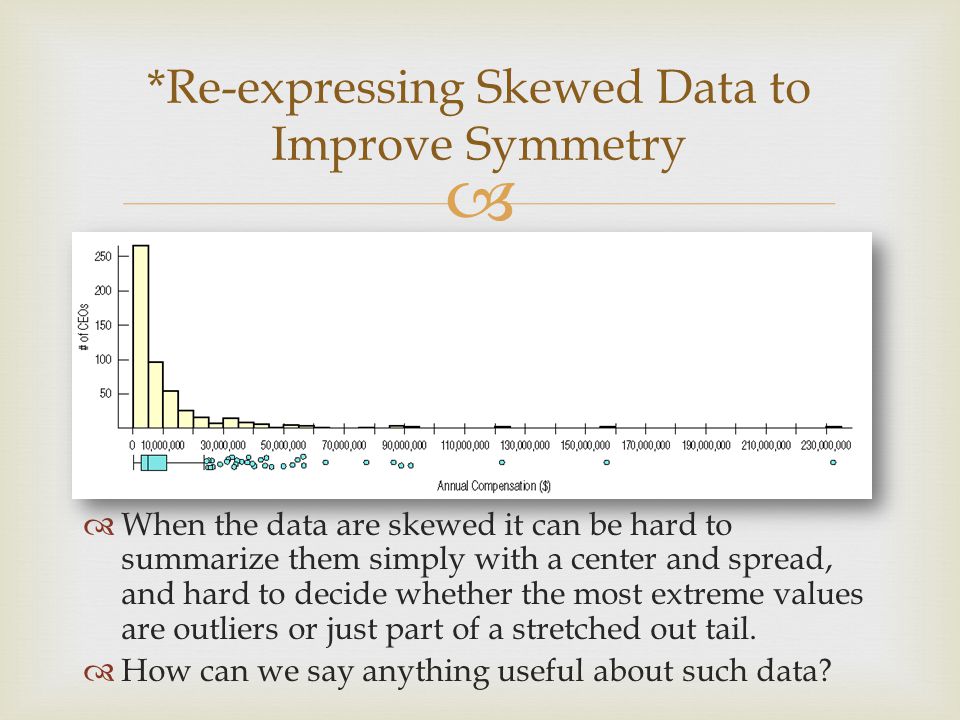 *Re-expressing Skewed Data to Improve Symmetry