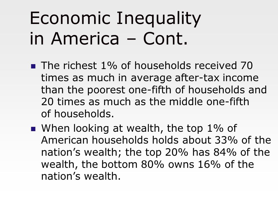 Economic Inequality in America – Cont.