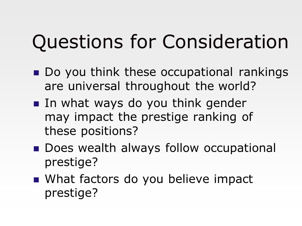 Questions for Consideration