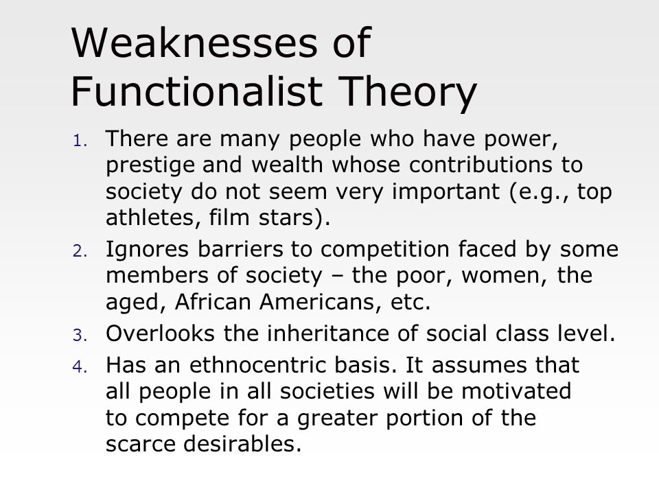 Weaknesses of Functionalist Theory