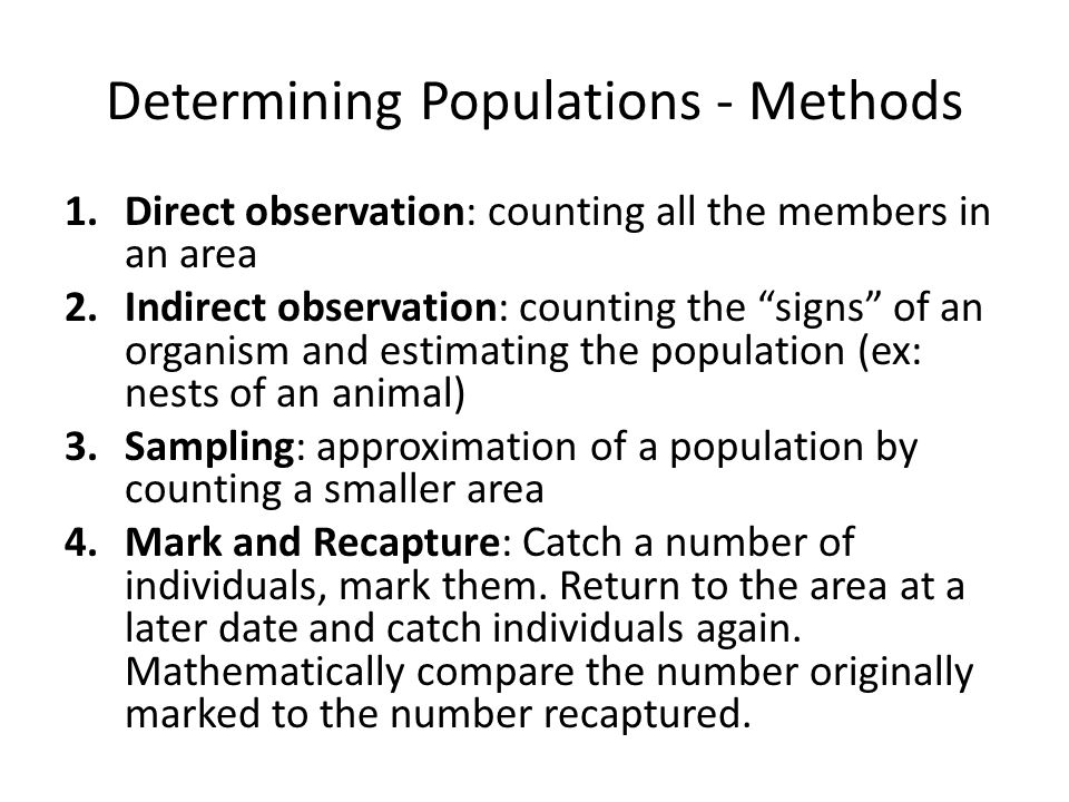 Determining Populations - Methods