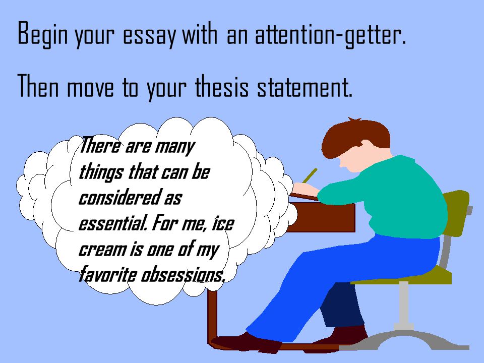 Begin your essay with an attention-getter.