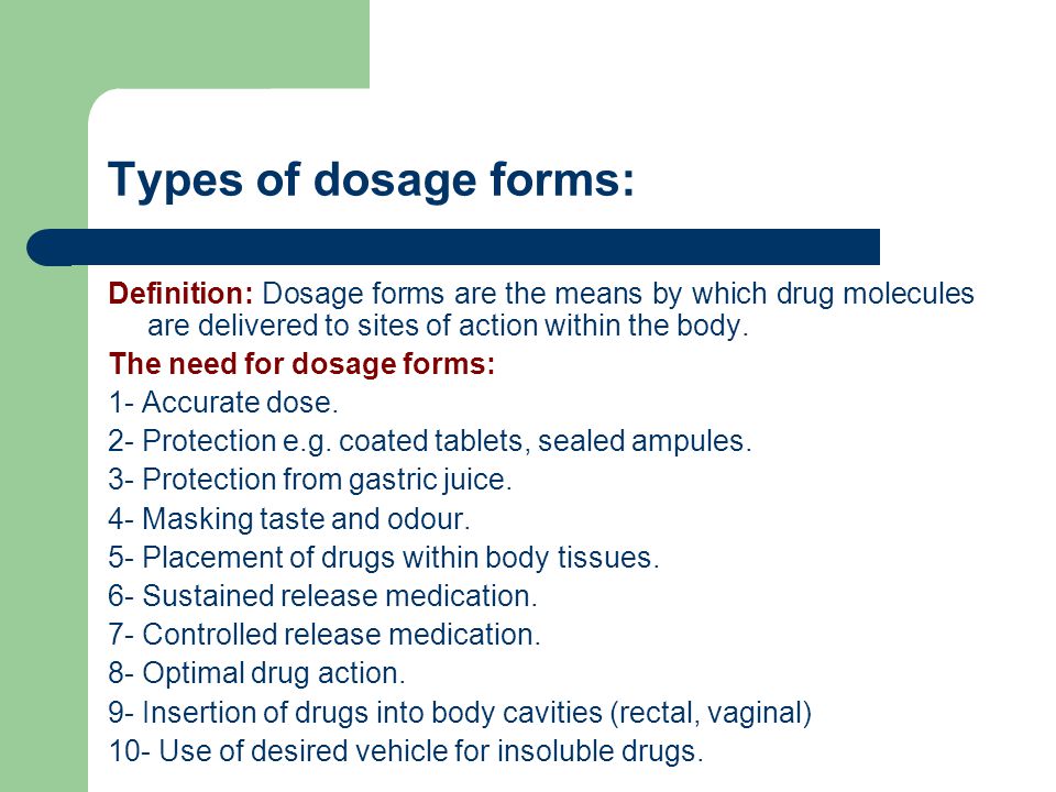 TYPES OF DOSAGE FORMS. - ppt video online download