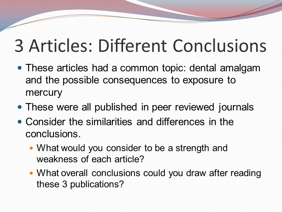 3 Articles: Different Conclusions